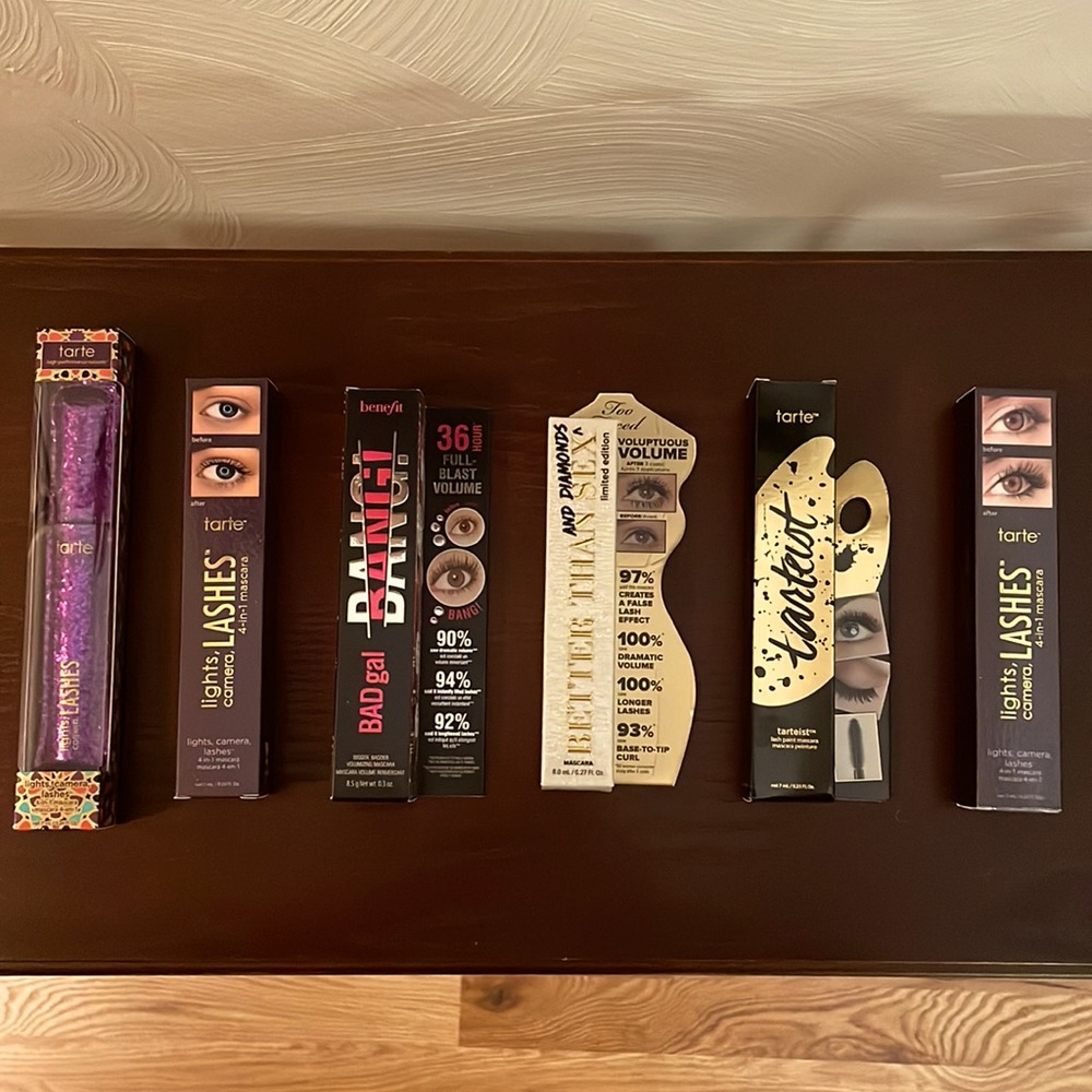 Tarte, benefit, and too faced mascaras